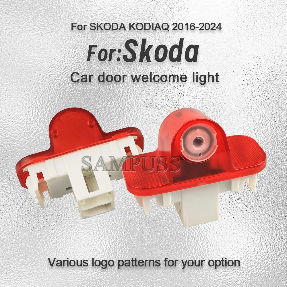 

2 шт. дверной светильник для SKODA KODIAQ YETI 12-17 Octavia 15-24 KAROQ 17-24, декоративная лампа, проекция стекла, никогда не выцветает, автомобильные аксессуары