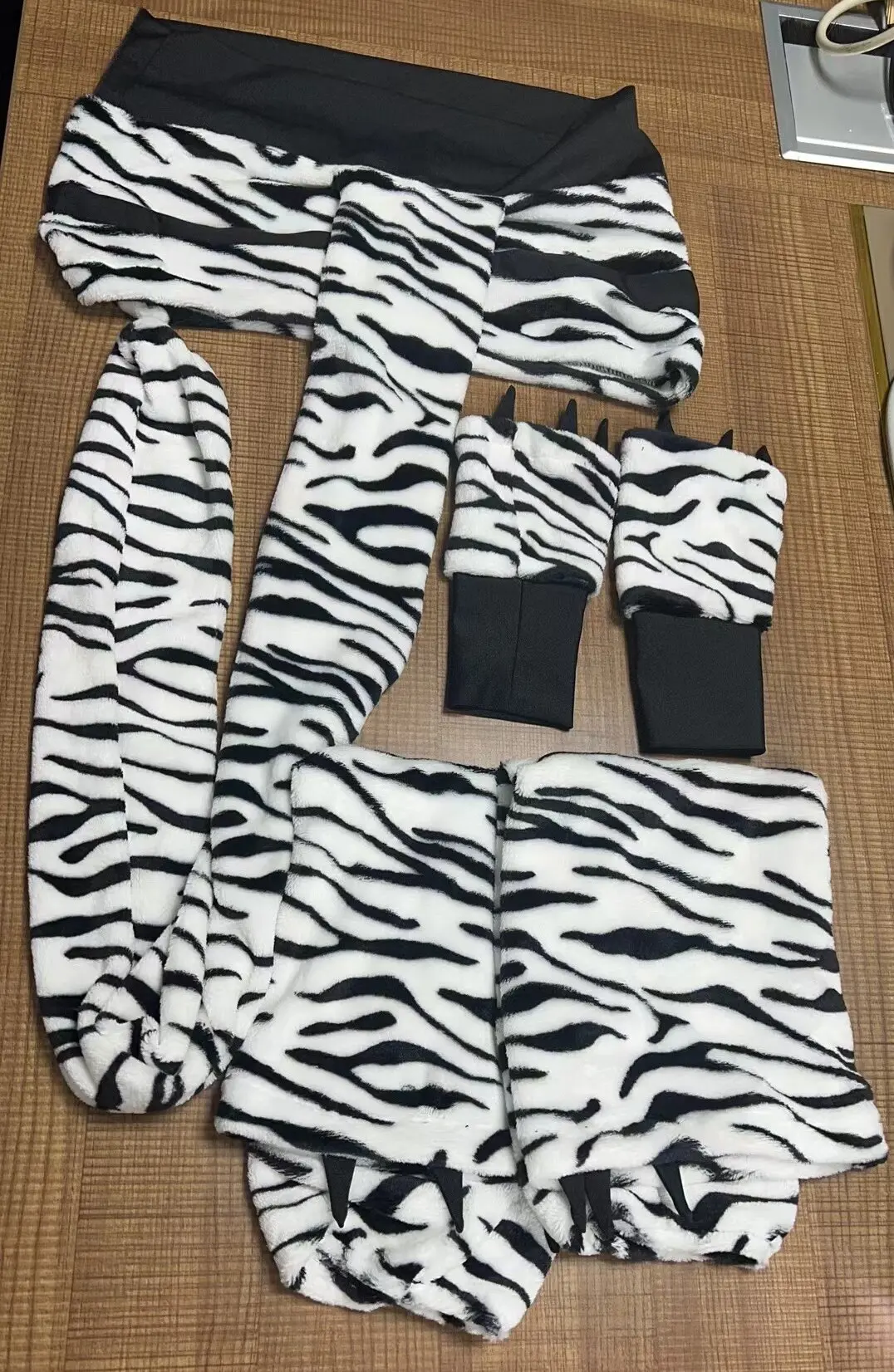 زي حيوان وحش قطيفة فاخر للنساء للبالغين، أزياء فتاة النمر المخططة ذات الفراء، مجموعة أزياء تنكرية للعبة