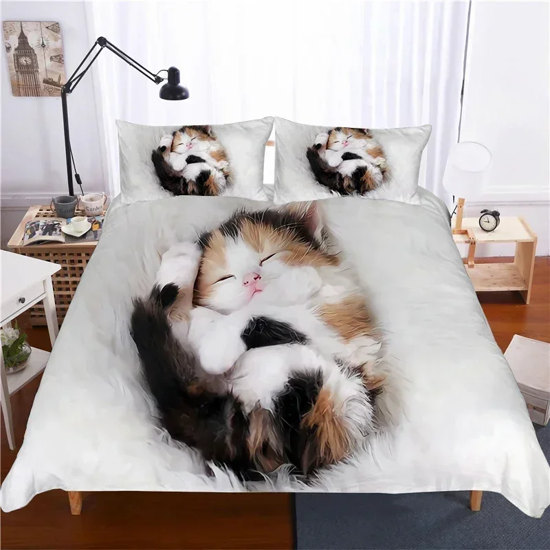 

3D Printed Kawaii Kitten Cat Comfortable Duvet Quilt Cover Pillowcase Bedding Set Children Bedroom Decoration Home Textile