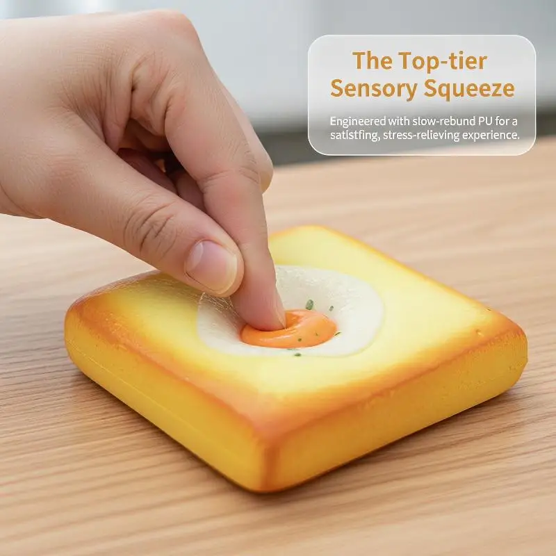 Relaxing Fried Egg Toast Squishy Bread Toy Slow Rising for Stress Free Play
