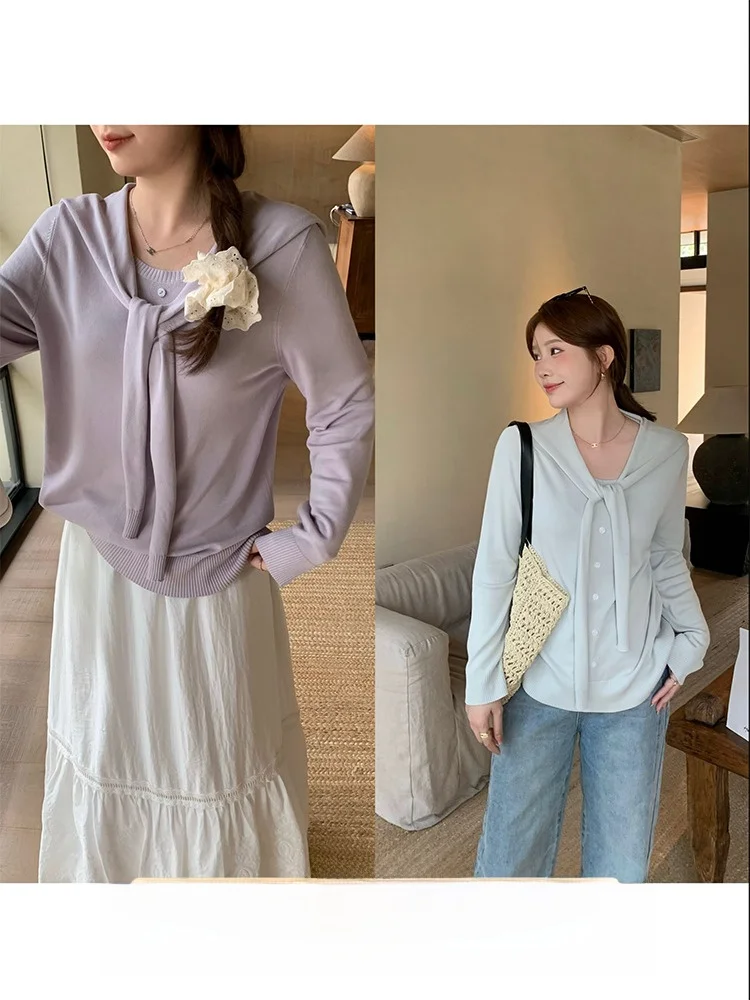 

Soft Sle plus Size Women's Knitted Sweater round Ne oulder Wrap Korean Sle Casual Long Sve Top for Plump Girls