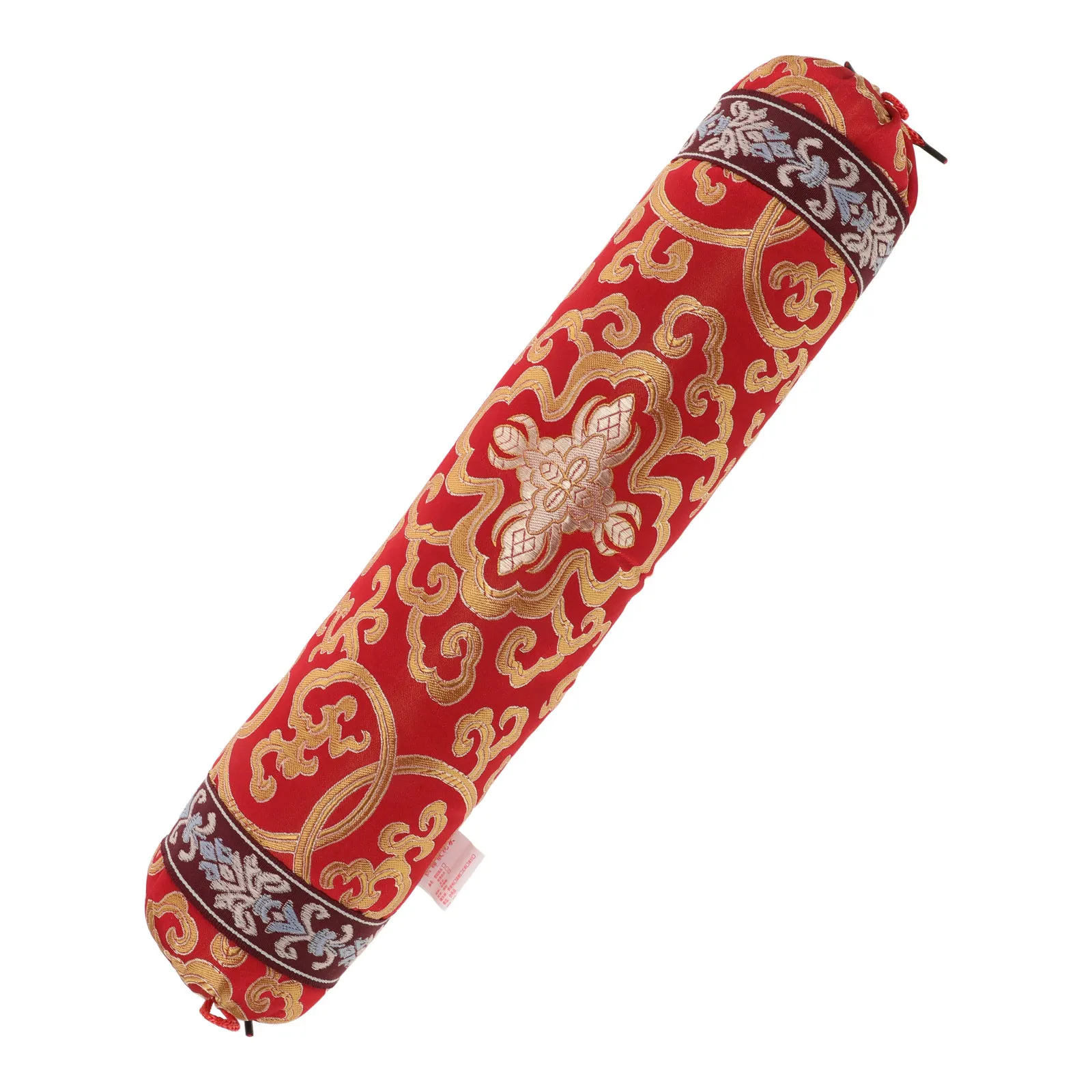Small Round Chinese Throwing Pillow Buckwheat Hull Filled Neck Lumbar Support Cushion for Oriental Sofa Bed Traditional Decor