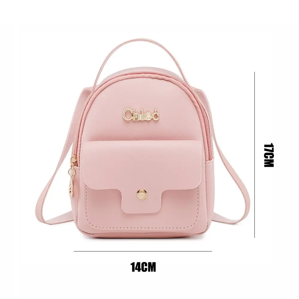 Fashion Women Mini Backpack Solid Color PU Leather Small Backpacks Simple Casual Student Bookbags Traveling Bags