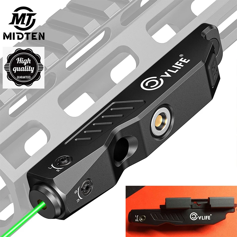 

MidTen Green Laser Sight For M-Lok Picatinny Rail Magnetic Rechargeable Fit Rifle Low Profile Tactical Laser Sight with Strobe F