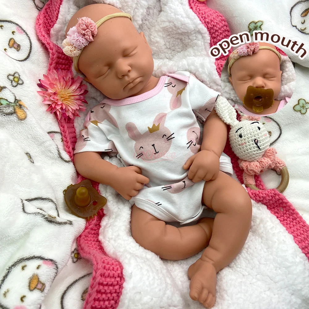 

Exquisite Full Body Silicone Reborn Baby Doll Girl/Boy Adorable Easy to Clean Chubby Lovely Round Face Realistic Newborn Doll