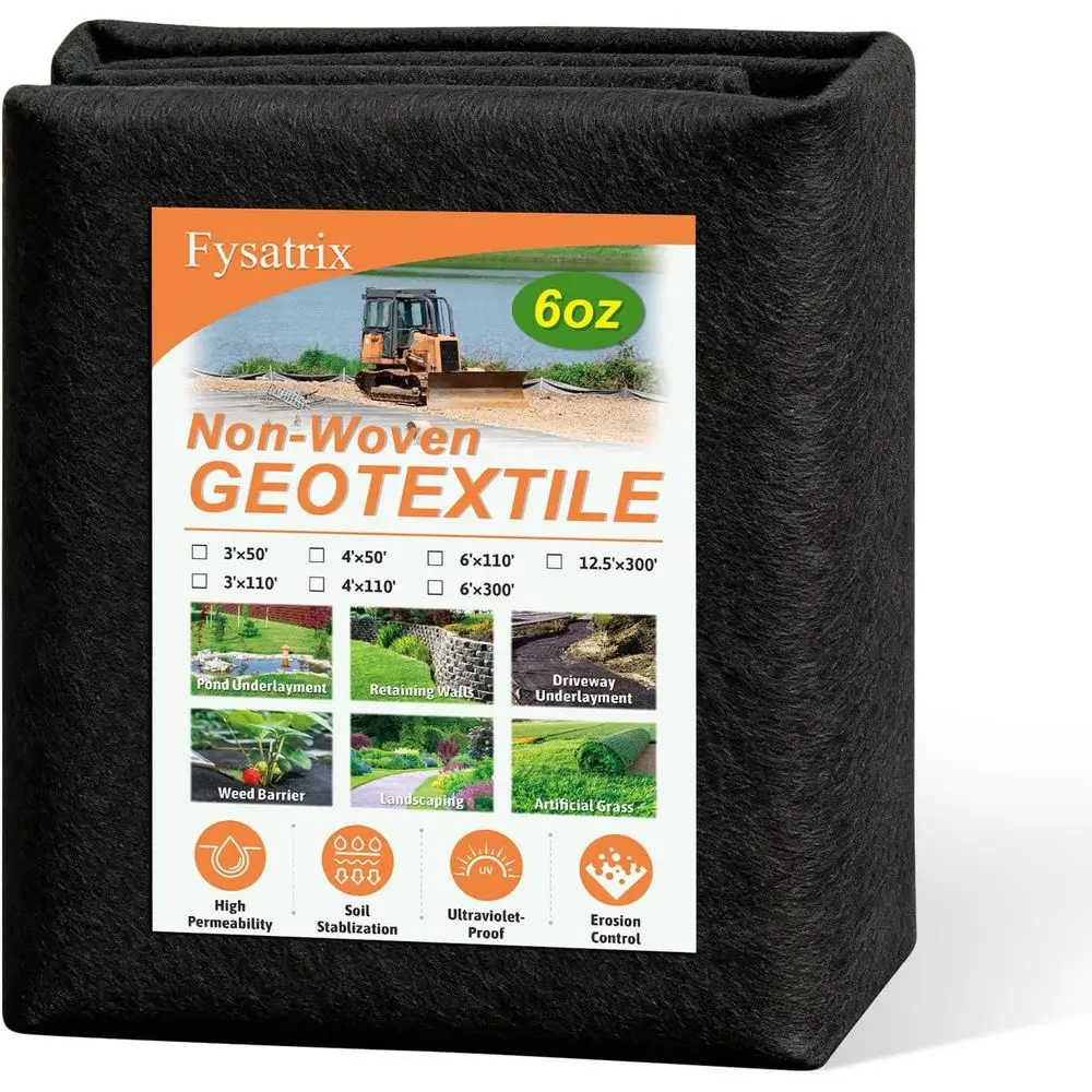 6oz 4FTx110FT Non Woven Geotextile Fabric for French Drains, Landscaping, Underlayment, Weed Control, Construction, Erosion Cont
