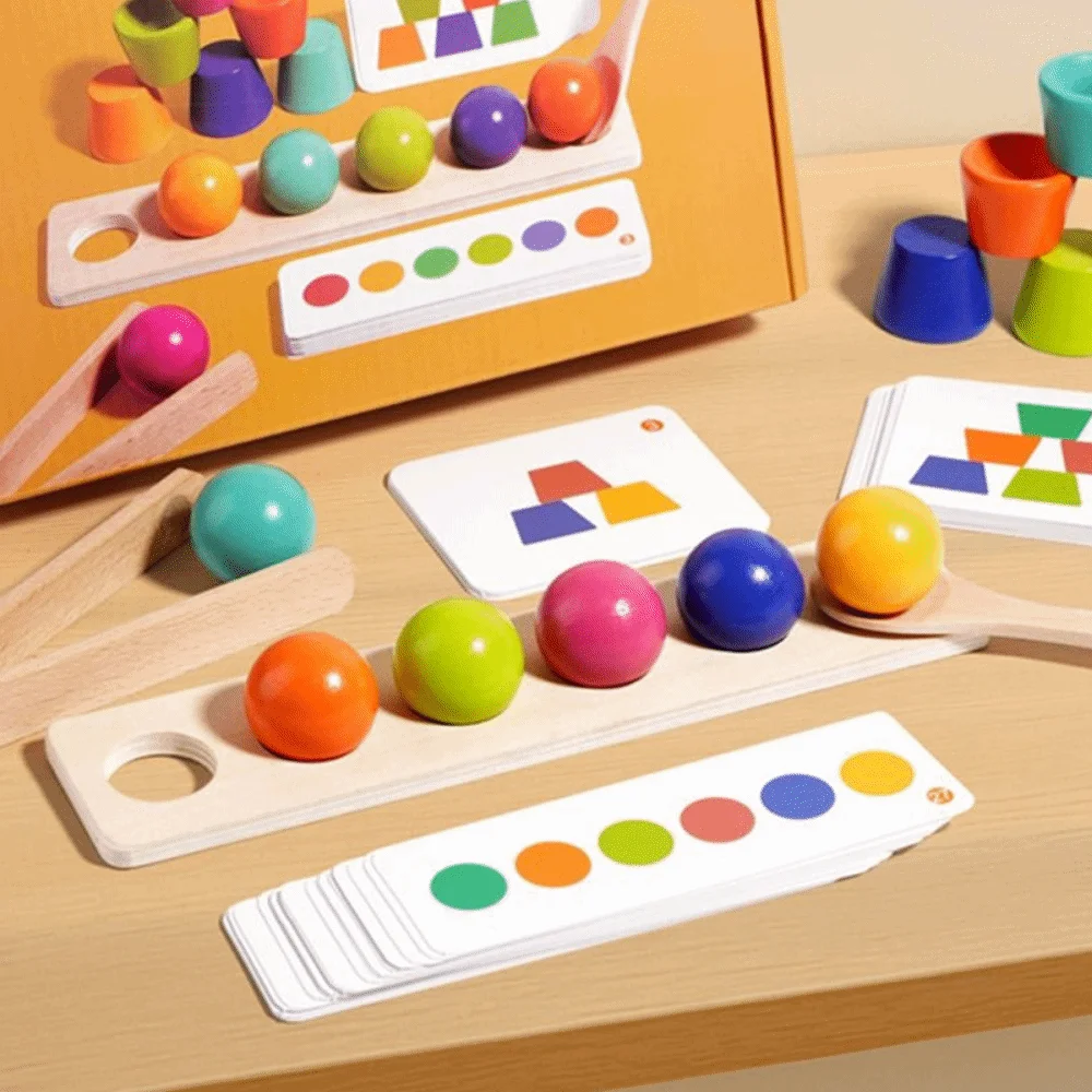 Creative Montessori Color-matching Ball Clip Spoon Wooden Color Matching Game Sensory Development Fine Motor Skills