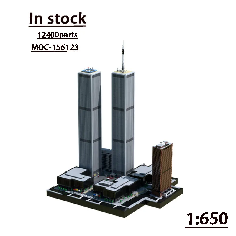 MOC-156123 مركز التجارة العالمية 1:650 تجميع خياطة بنة نموذج 12400 أجزاء MOC الإبداعية الاطفال بناء الالعاب العملاقة