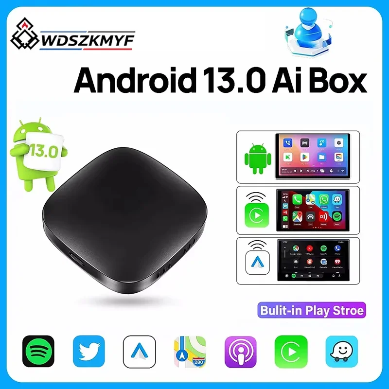 Android13 2+32G CarPlay Ai Box Wireless Android Auto 3 in 1 USB Adapter Plug & Play Universal TV Box For Netflix Youtube