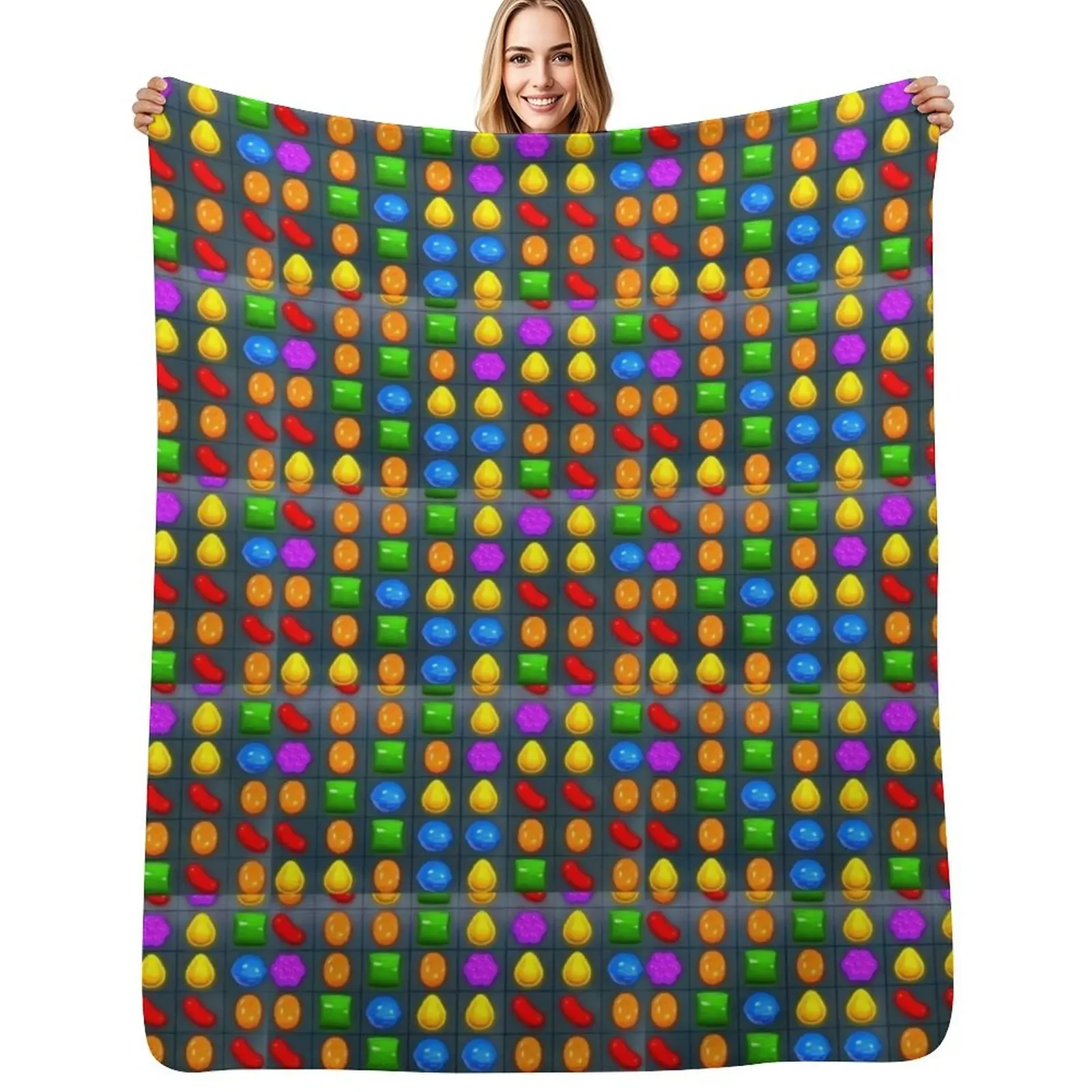 

2022 All New candy crush Throw Blanket Plaid on the sofa Plaid warm winter Blanket