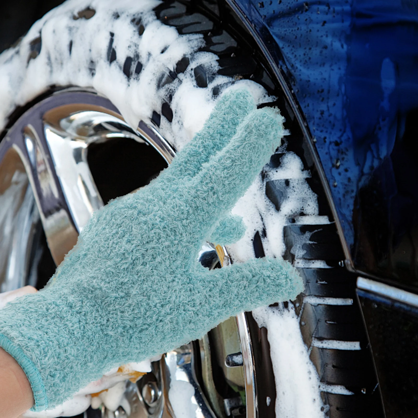 

2Pcs Car Wash Mitt Scratch Free Microfiber Gloves Thickened Design Quick Dry Dust Proof Cleaning Car Exterior Surfaces