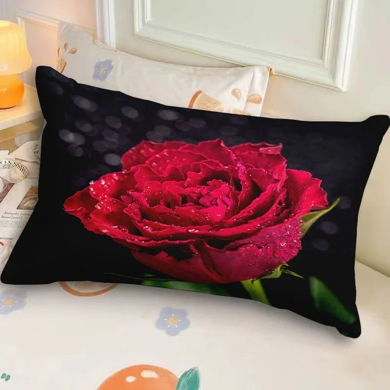 VIKAMA Rose Pillow, Romantic Modern Fresh Half-Length Strip,Home Sofa Bedroom Decorative Pillow Home Decor