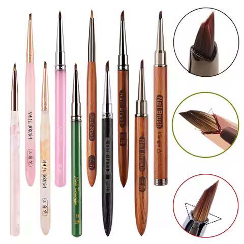 Different Colored Triangular Petal Nail Brush Acrylic Nail Art Liner Brush Stripes Grid Flower Painting Drawing PenManicure Tool