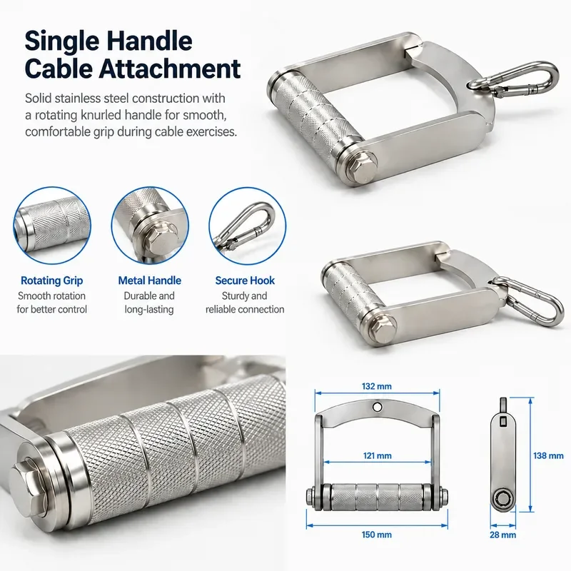 304 Stainless Steel Pull Handles for Lat Pulldown Rowing Flight Practice and Cable Crossover Machines Fitness Gym Equipment