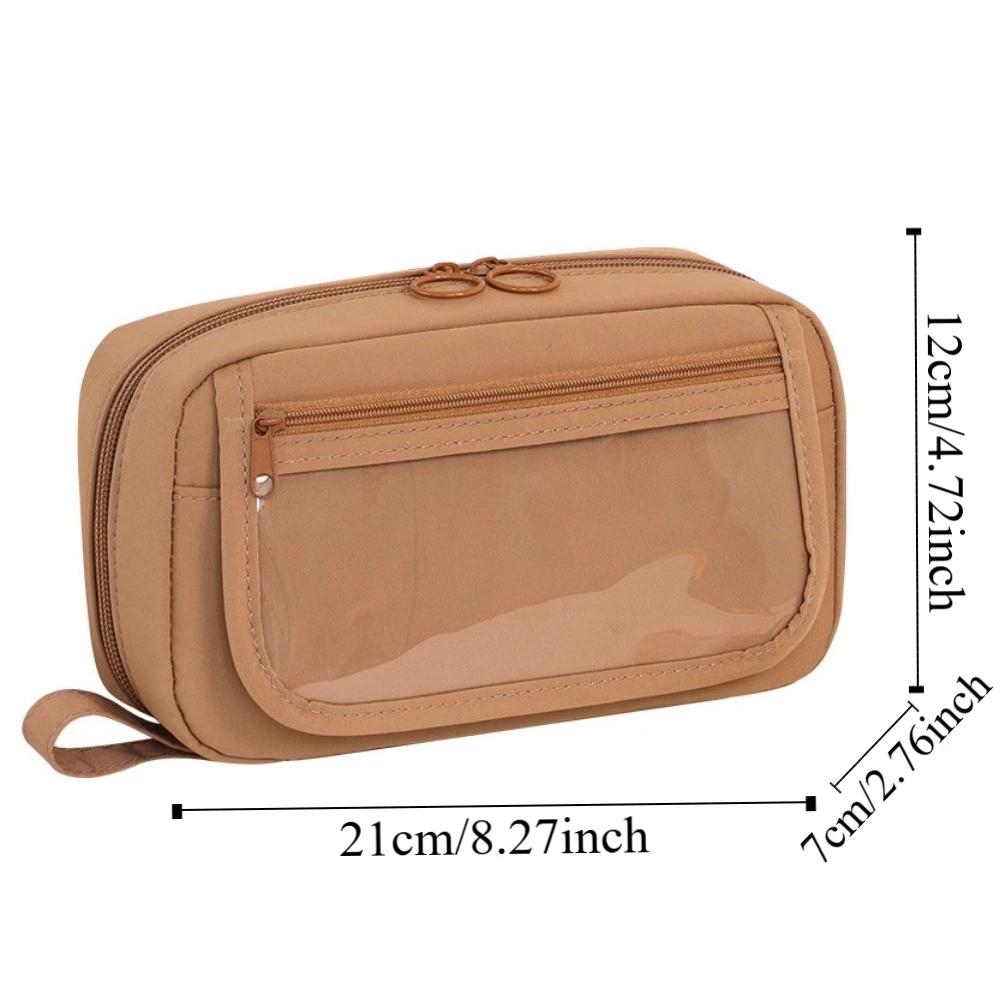 Fashion 5 Layers Pencil Bag Large Capacity Solid Makeup Storage Bag Canvas Stationery Pen Pouch Kids Gift