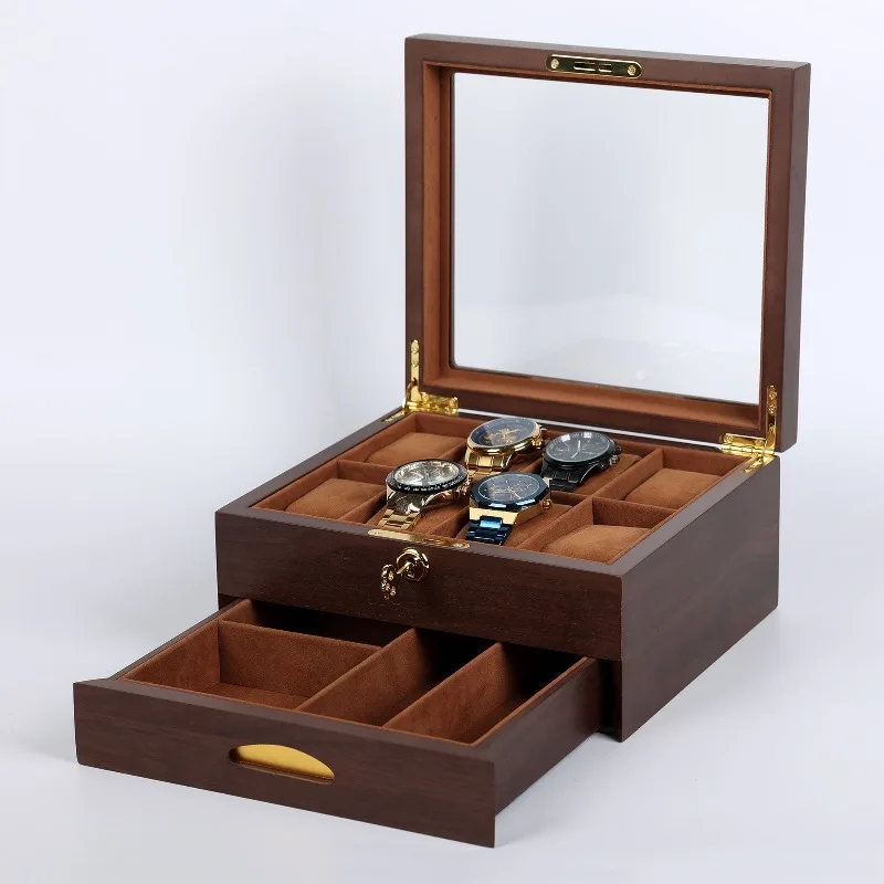 Multifunctional Watch Box Retro Minimalist with Lock Dustproof Watches Boxes Portable Large Capacity Watches Organizer Cases