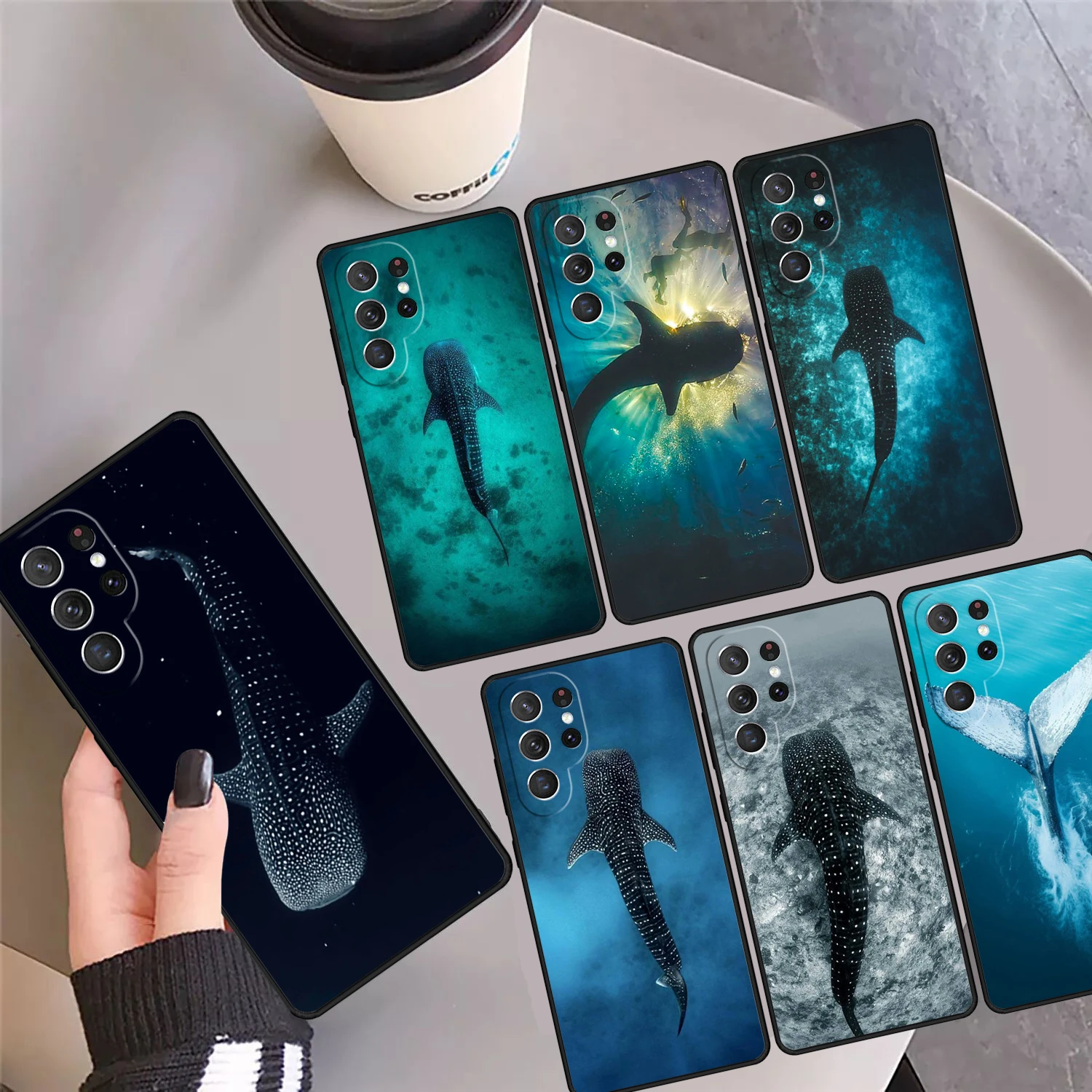 Whale Fish Wave Sea Phone Case Cover For Samsung Galaxy S24 Ultra 23 S22 Plus S21fe Lite S20 S8 S9 S10 Note 10 Pro Note 20