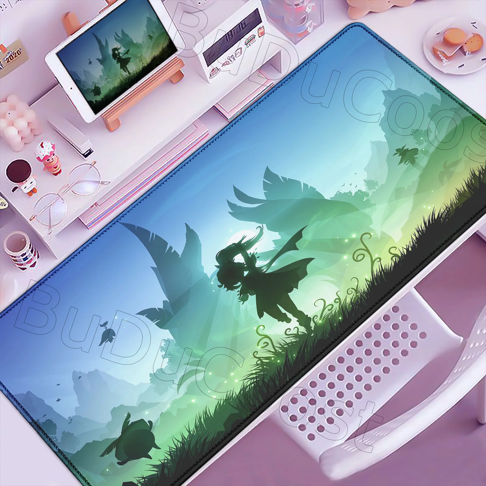 

Pretty Genshin Impact Mousepad Anime Yae Miko Nahida Ganyu Mouse Pad Laptop Gamer Accessories Big Desk Mat Computer Keyboard Rug