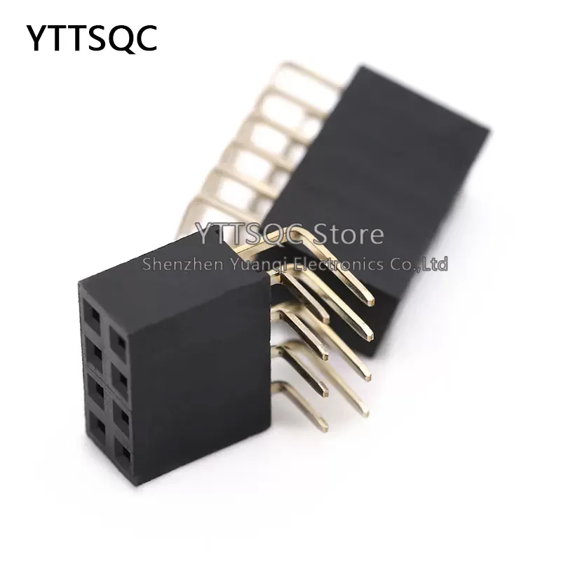 10PCS 2X2/3/4/5/6/7/8/9/10/20/25/30/40P PH8.5mm Double Row Right Angle Female Header 2.54MM PITCH Connector Socket Gold-plated