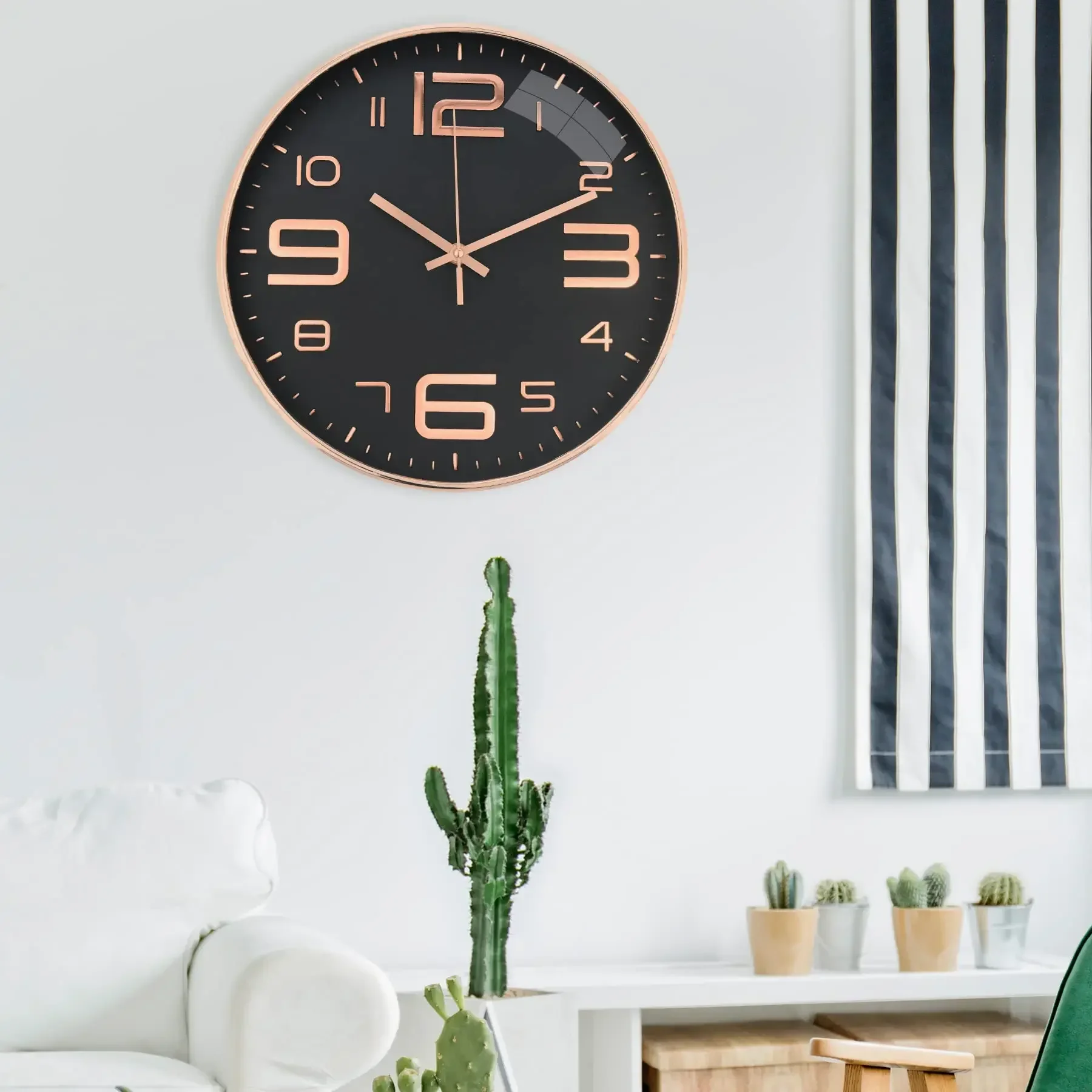 12 Inches Non Ticking Silent Quartz Round Designer Plastic Wall Clock for Home Kitchen Bedroom Hall Living Room Office