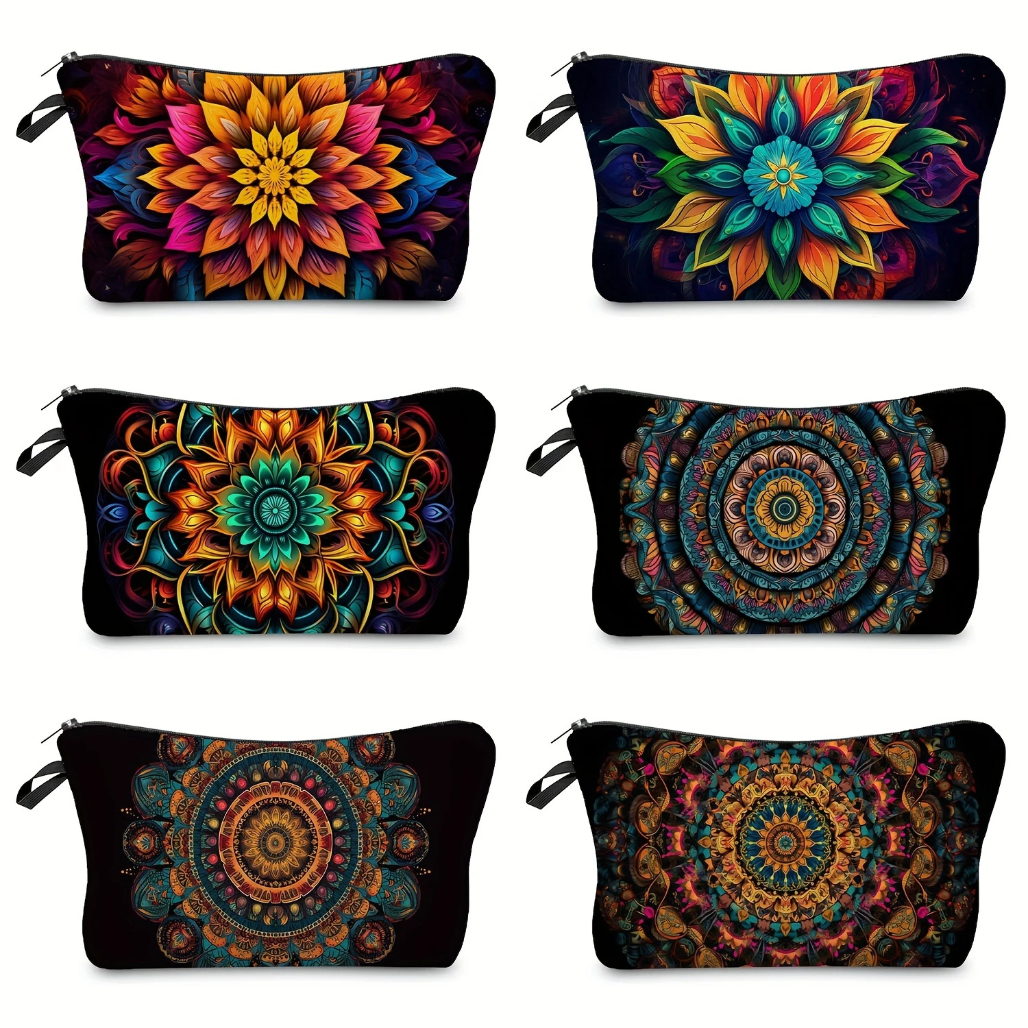 Fashion-Forward Mandala Print Cosmetic  Bag - Spacious & Durable, Perfect for Ladies Makeup  - Portable & Travel-Friendly Toilet