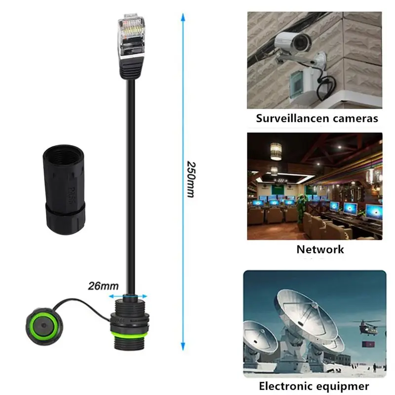 IP68 8P8C CAT6 Wodoodporny i pyłoszczelny port Ethernet RJ45 M-F z ekranowanym sygnałem Złącze wtykowe lotnicze Głowica sieciowa RJ45 — zdjęcie produktu 4
