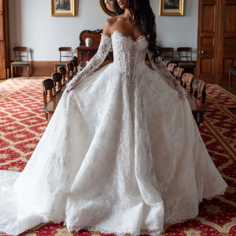 

Luxury White Dubai Arabic Mermaid Wedding Dresses Applique Lace Tull Court Train Wedding Dress Bridal Gowns vestidos de novia