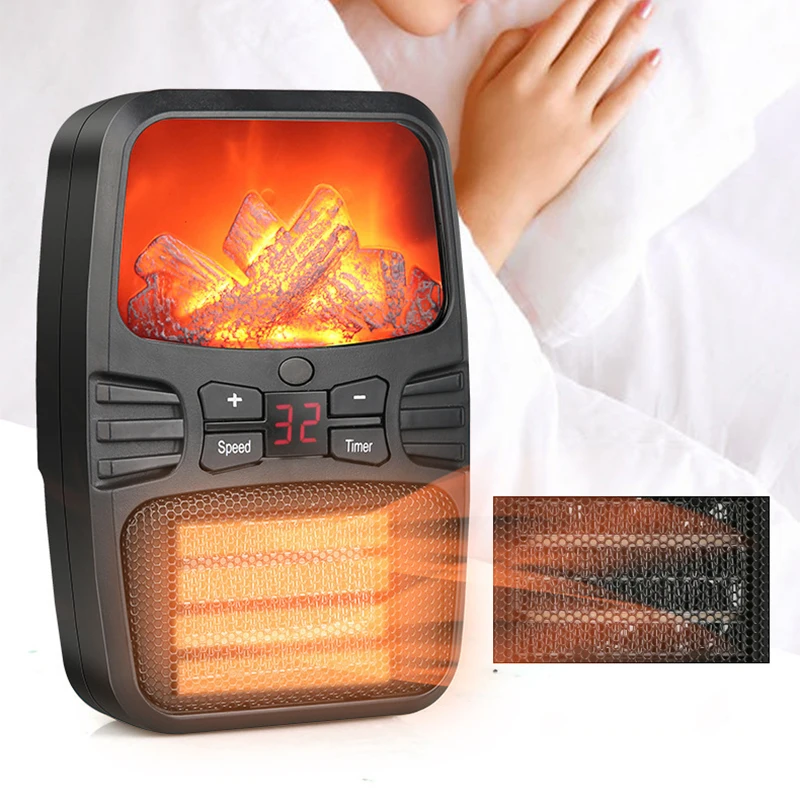 Pemanas Inframerah Listrik Konsumsi Rendah 500W Pemanas Linear Timer Layar Api Perapian Portabel Ruang Ruang Radiator Hangat