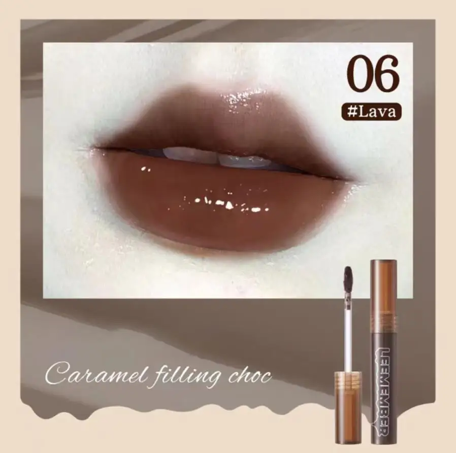 LEEMEMBER Lip Gloss Lava Chocolate Series Lip Glaze Glossy Mirror Effect Moisturize Tint Women Beauty Makeup Cosmetics