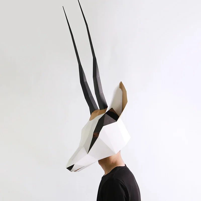 Pre-Cut Goat Tibetan Antelope Adult Mask, Paper Model,3D Papercraft Art, Origami Costume Party Cosplay,Handmade DIY, RTY107