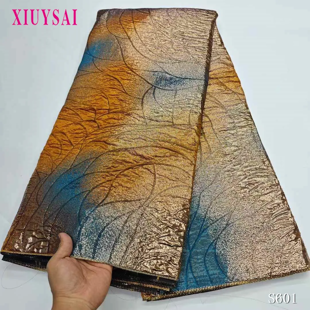 5 ياردة النيجيري الديباج أقمشة الدانتيل 2025 جودة عالية الأفريقي الجاكار مذهب أقمشة الدانتيل للخياطة الفاخرة فساتين الحفلات ميدي #5