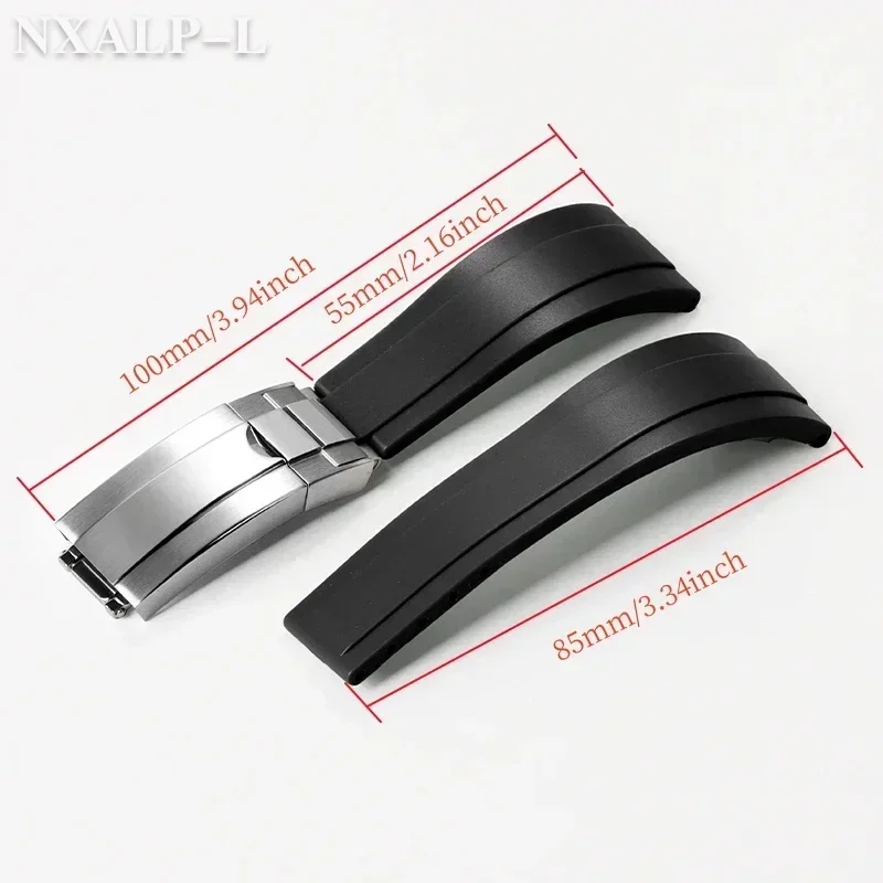 20 مللي متر حزام ساعة مطاطي ل رولكس المياه شبح دايتونا الغواصة ساعات سيليكون الفرقة للطي مشبك الرجال الرياضة الغوص سوار