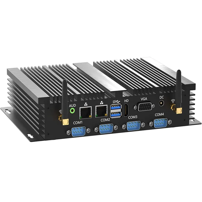 Fanless Mini PC Core i7 5500U i5 4200U i3 5005U 2955U Industrial Rugged Computer Dual LAN 2 x COM 6 x COM HDMI VGA WiFi Win10