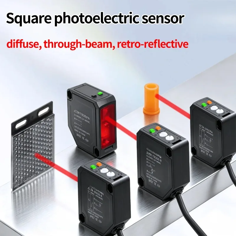 Zhican Zc3K Long Range Photoelectric Sensor 0.1-30m through Beam Retro Reflective Diffuse Reflective Switch