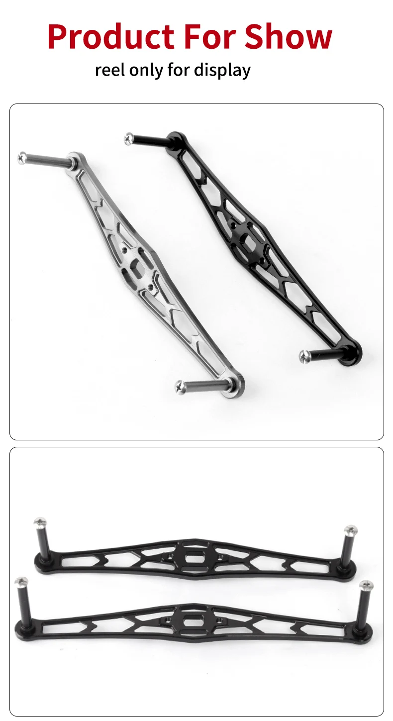 Ruke Fishing Rocker zum Werfen von Angelrollen, Legierung aus Aluminium, Loch 8 x 5/7 x 4 mm, Länge 140–130 mm, für Daiwa Abu Shima, inklusive Schrauben – Detail 6