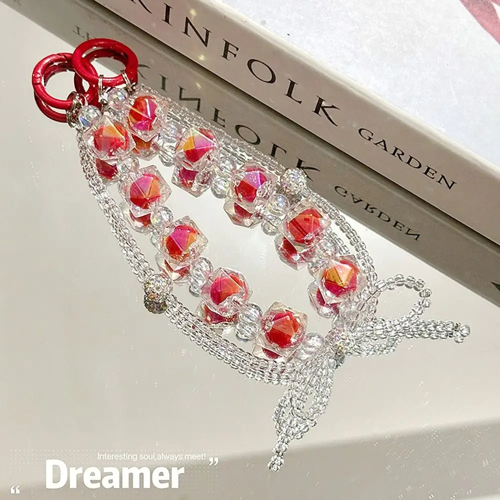 Colorful Hanging Cord Mobile Phone Strap Beaded Double Layer Handmade Phone Charm Rope Anti-lost Mobile Chain Lanyard Universal