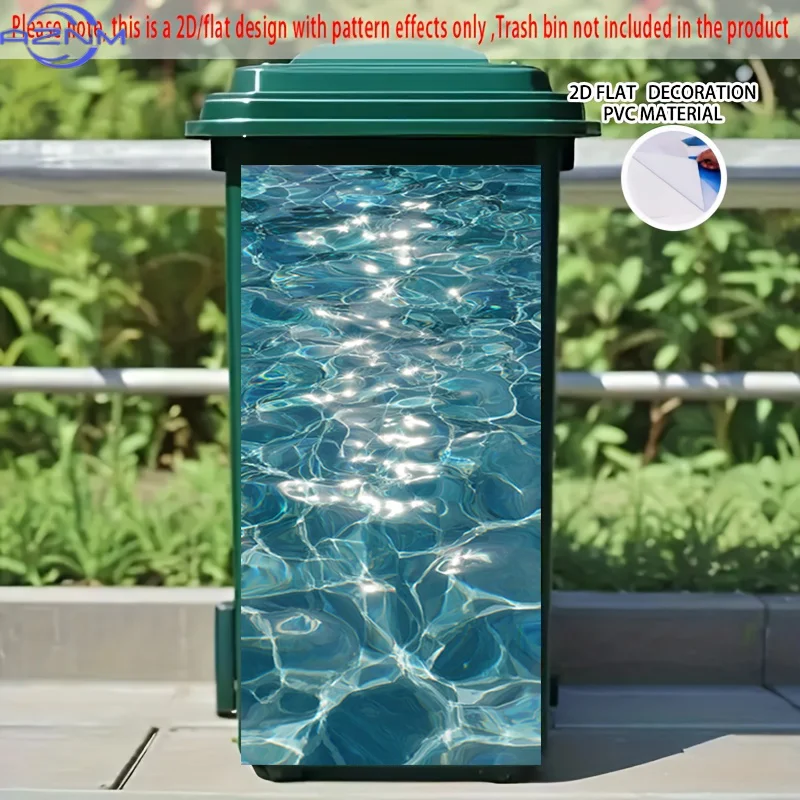 2D Flat Printing 1pc 2D Pattern Printed Kitchen Trash Can Sticker , 
