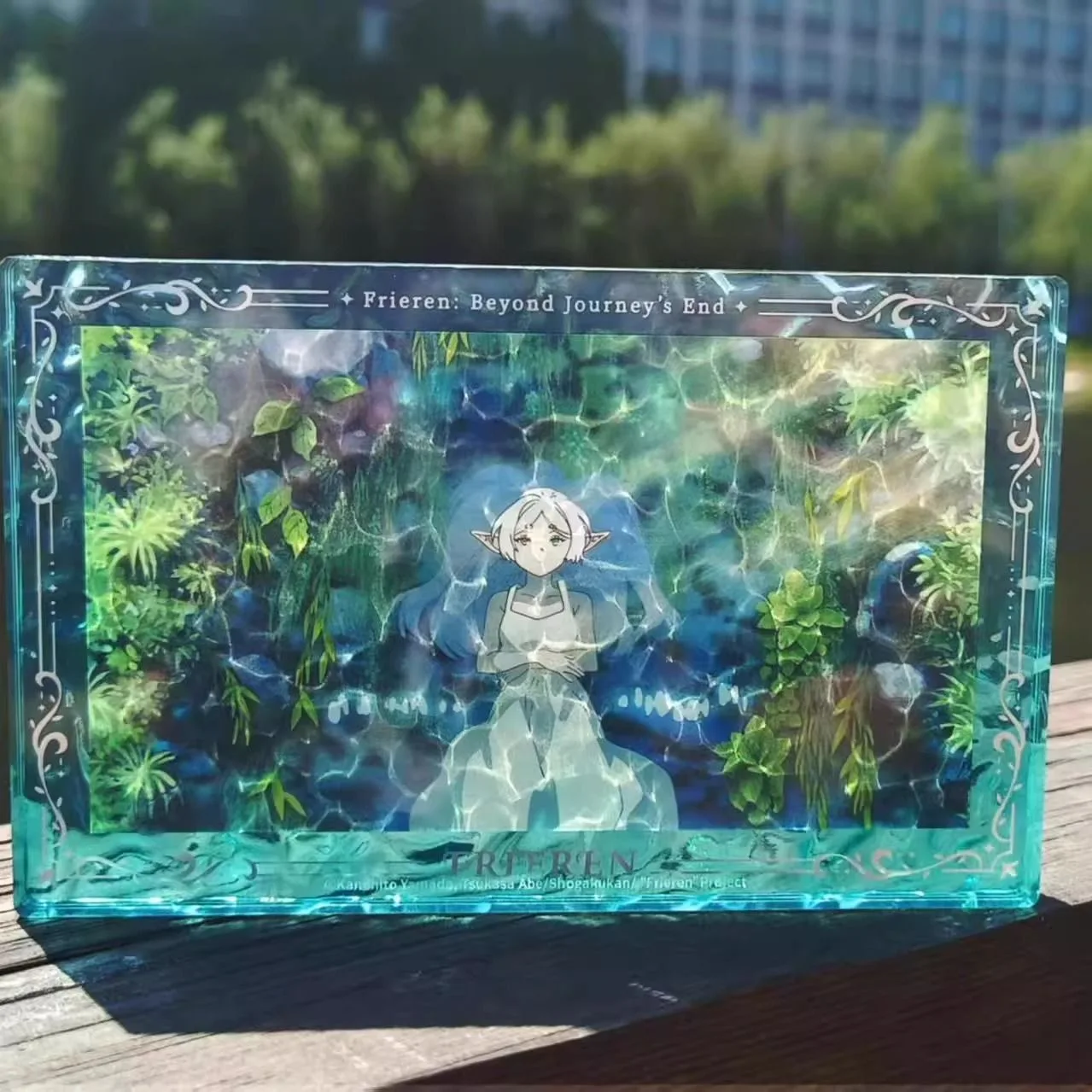 Anime Transparent Brick Vehicles Decor Frieren Water Ripple Rectangular Car Inner Ornaments Exquisite Cards Auto Decor Xmas Gift