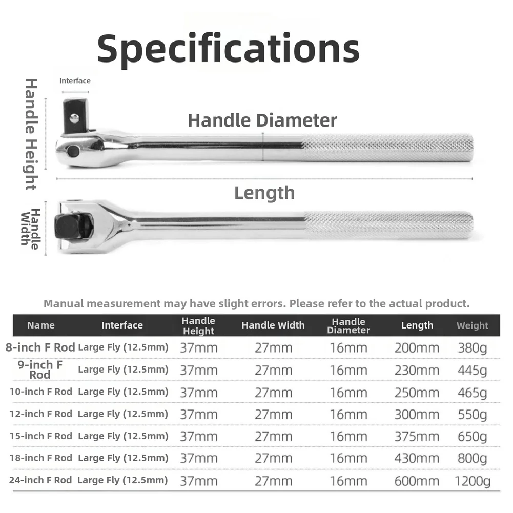 1/2 Inch F Type Swivel Socket Wrench Alloy Steel 180 Degree Rotation For Car Motorcycle Tire Repair Hand Tools