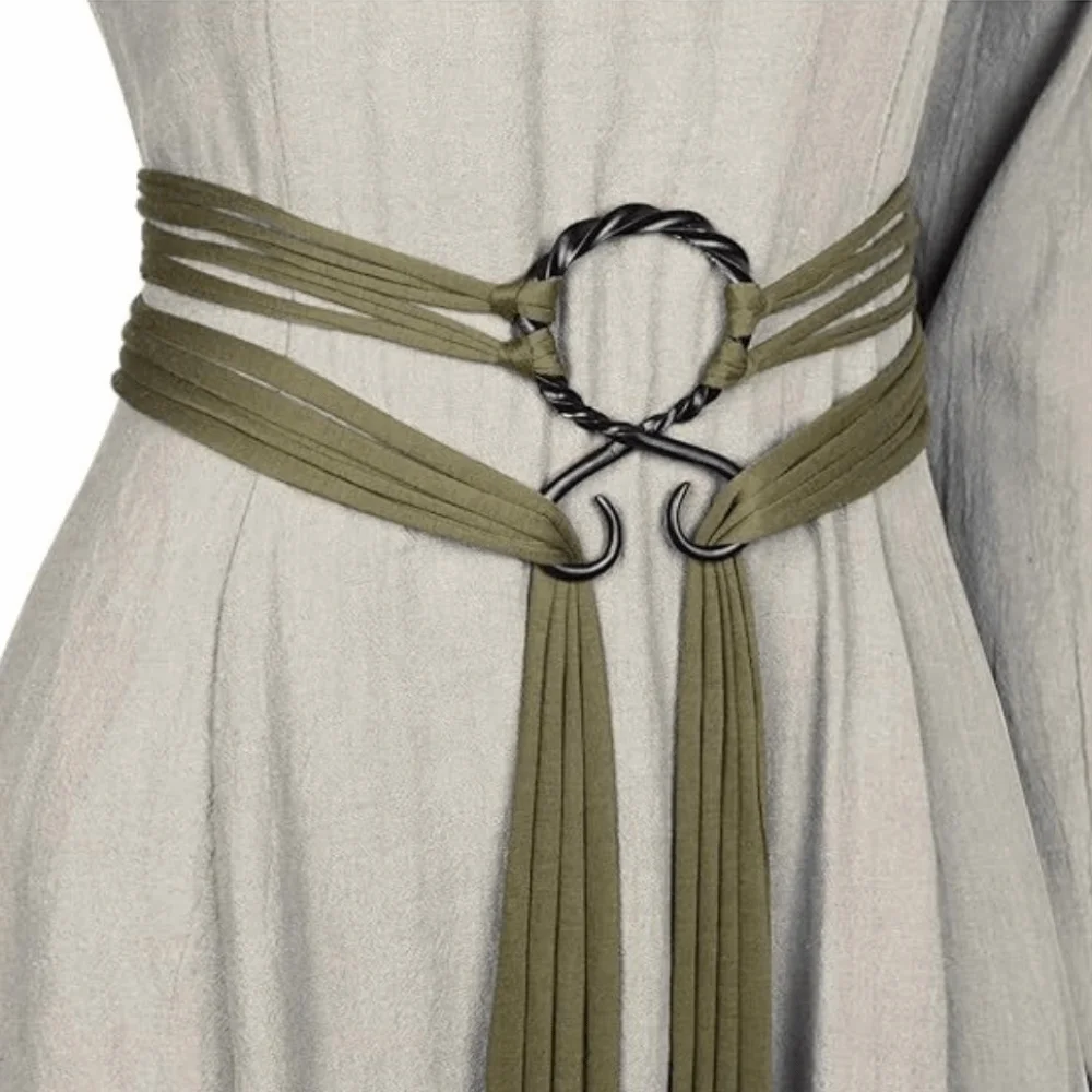 

Fashion Adjustable Long Rope Chain Belt Braided Fringe Loop Waist Cinch Knot Design Handcrafted Look Decorative Belt Gothic