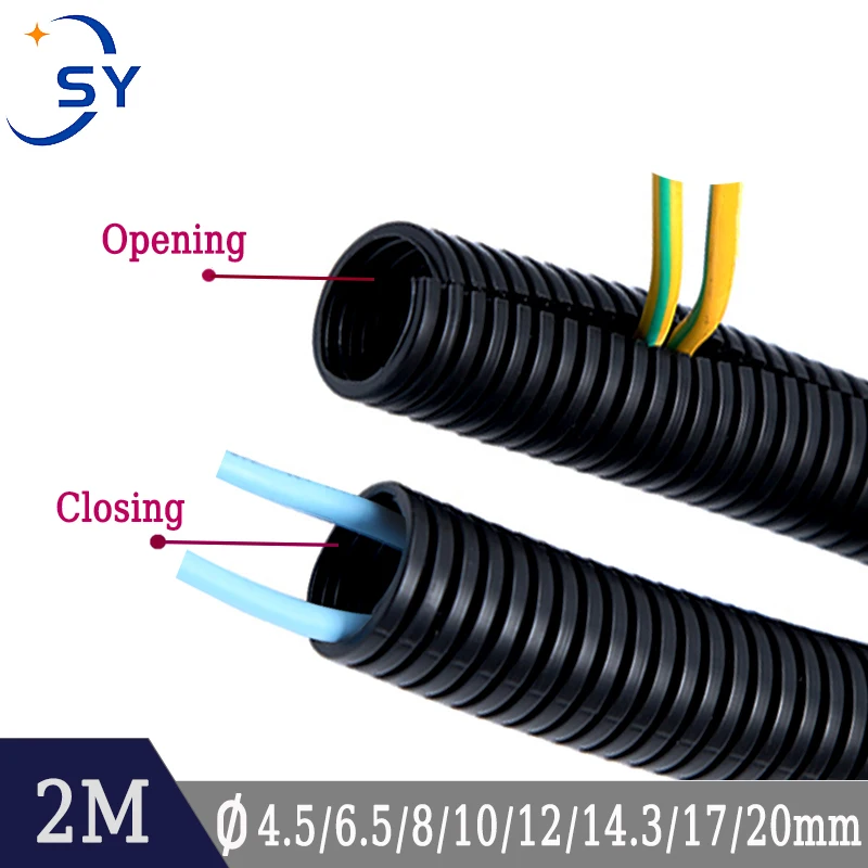 2M Corrugated Pipe Threaded Tube Insulation Flame Retardant Protection Automotive Cable Harness Accessories PP Plastic Bellows