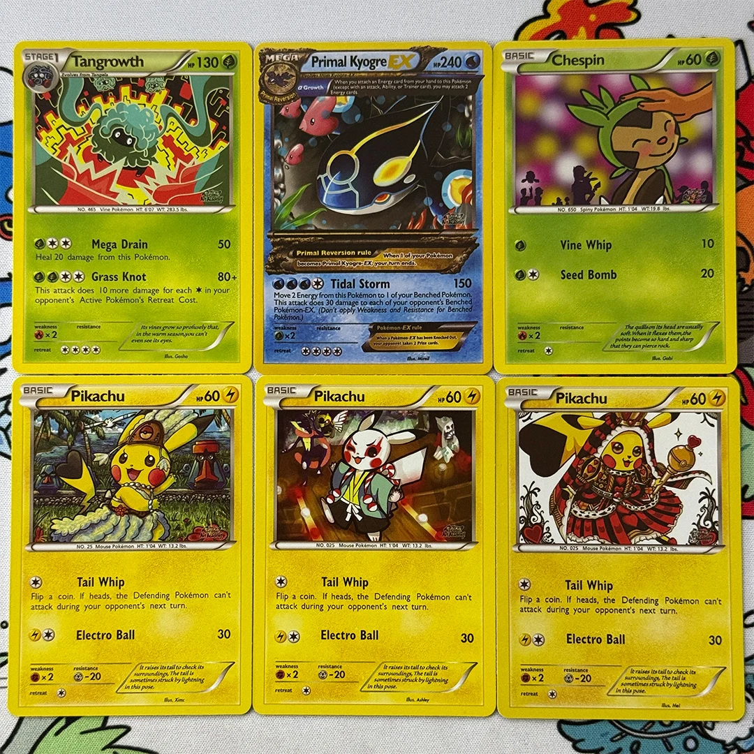 

Коллекционная карта PTCG: DIY Proxy English 2015 Pokemon Art Academy Competition Primal Kyogre Ex Pikachu Tangrowth Chespin