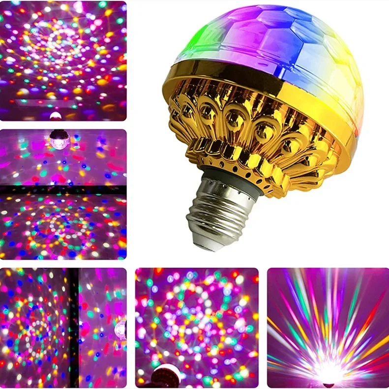 E27 Stage Light Colorful Small Magic Ball Rotating LED Stage Lamp Bulb For DJ Disco Ambient Light