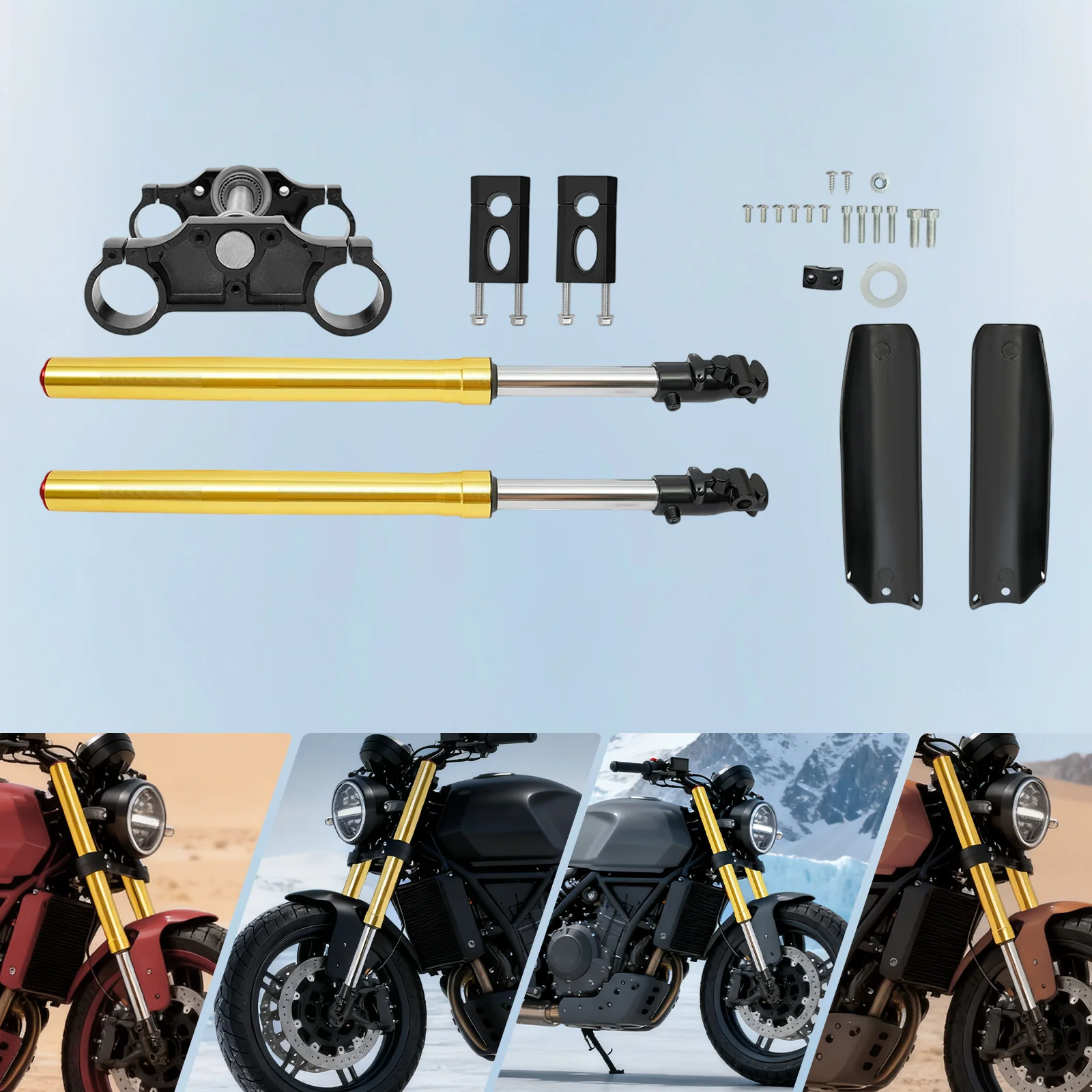 

Front Fork Suspension Set for 110cc 125cc Pit Motorcycle Front Fork Shock Bike Triple Tree Clamp Aluminum Alloy Forks