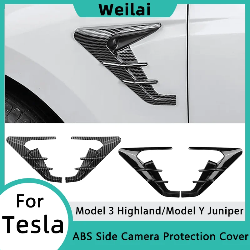 Model 3 Highland Car ABS Side Camera Protective Cover for Tesla Model Y Juniper 2025 2026 Accessories Leaf Board Dash Cam Cover