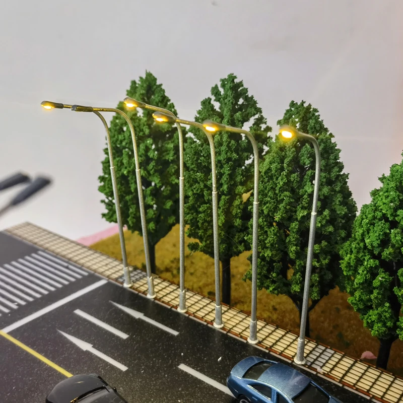 1:87 Ho scale model lamp simulation metal light pole street lamp model sand table Lighting train railway railroad model light