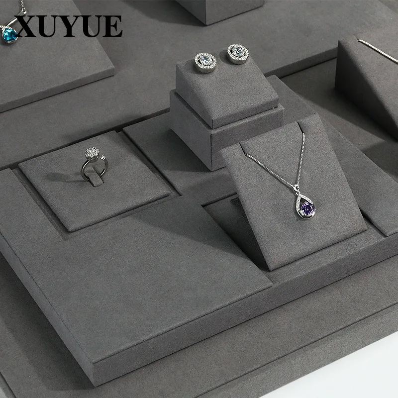 Superfine jewelry display rack  Gray jewelry display props  Necklace, ring, bracelet and earring jewelry display stand set