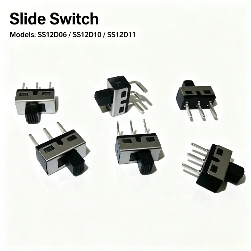 10PCS SS12D10 SS12D06 Toggle Switch Straight / Right Angle 3 Pin 1P2T Handle High Slide Toggle Switches S12D11 Handle height 5mm