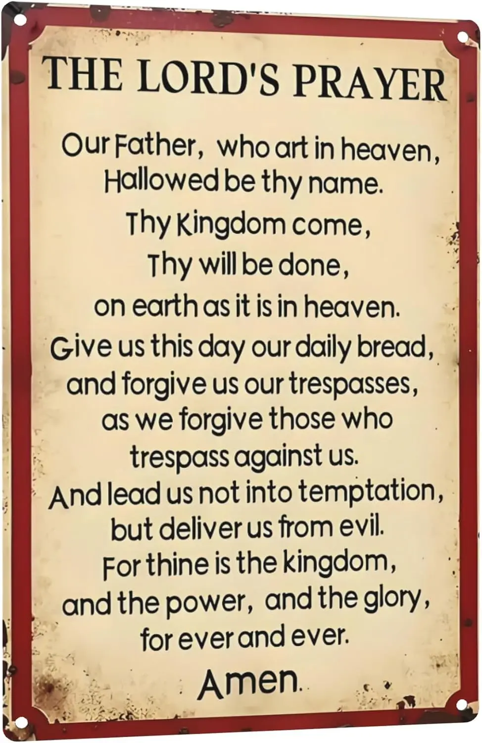 The Lord's Prayer Metal Tin Signs,Our Father Who Art In Heaven Inspirational Wall Art Christian Sign Verse Wall Sign for Hom