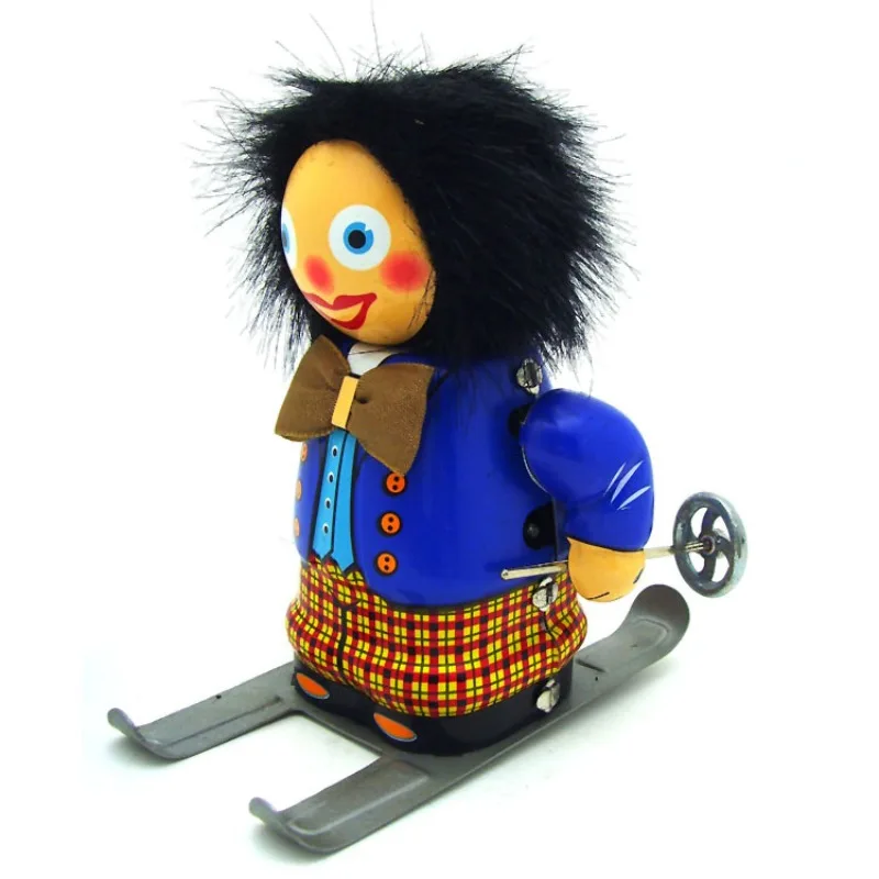 

Wind Up Toy Mechanical Moving Skier Ski Girl Robot Collection Retro Metal Tin Clockwork Toy Figure Model Kids Gift